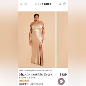Birdy Grey Mia Convertible Dress - Shiny Satin in Gold